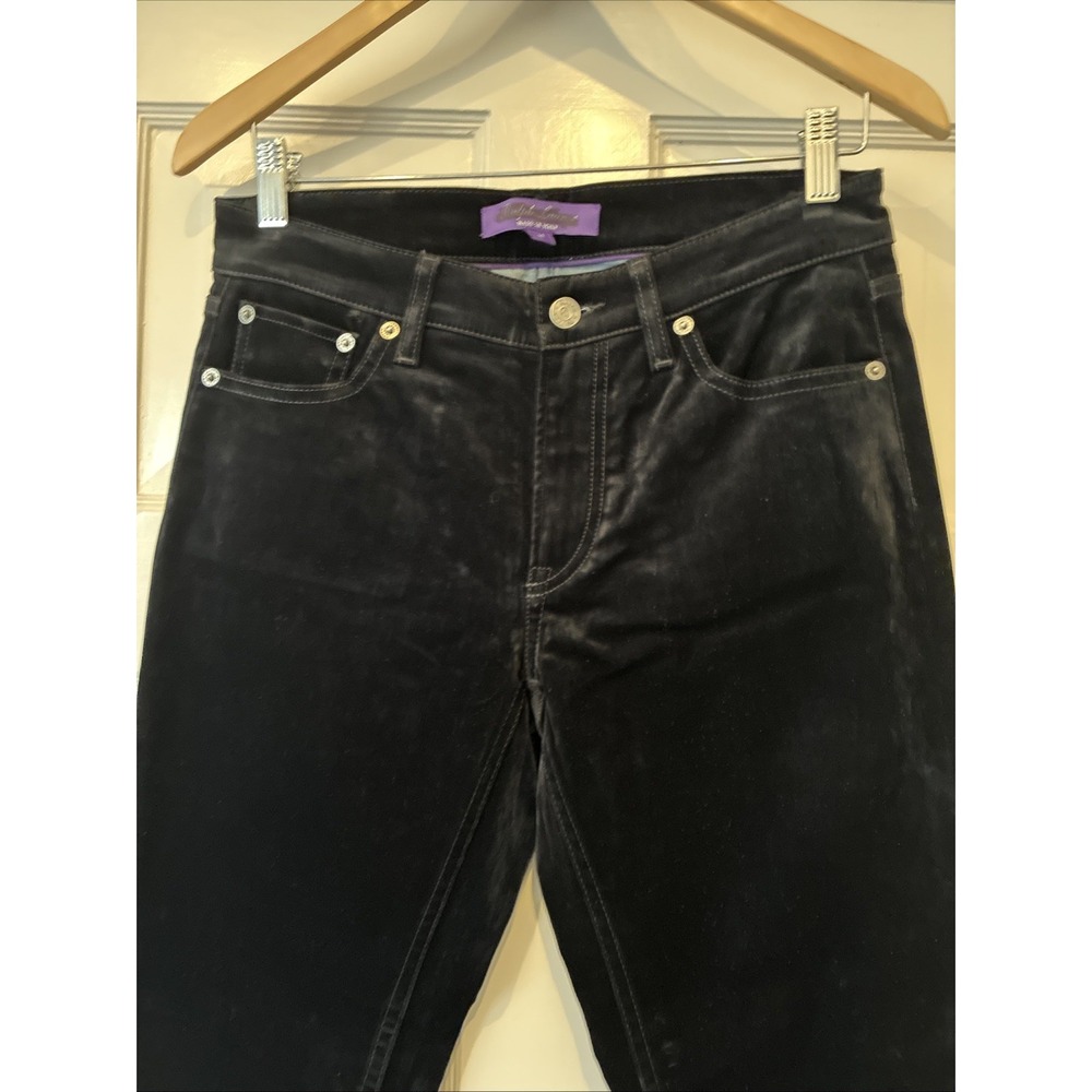 Ralph Lauren Collection 160 Flocked Coated Black Velvet Denim Jeans Sz 28 - Picture 8 of 16